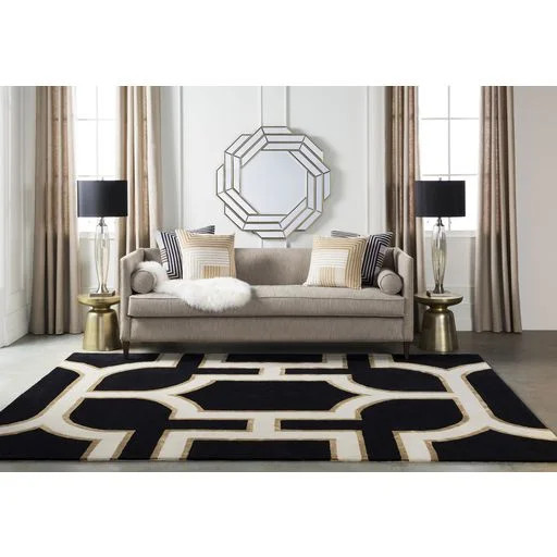 Ouellette Hand-Tufted Wool Black/Beige Area Rug | Wayfair North America