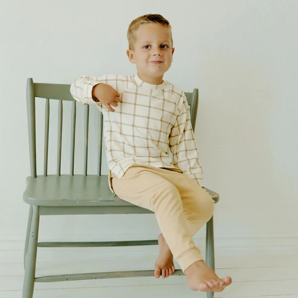 Max Sweatsuit in Tan Plaid | ChubbyBubbyBear