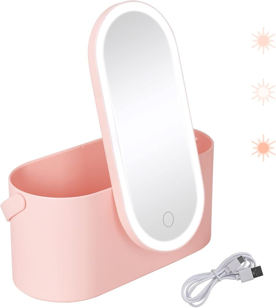 Buqikma Travel Makeup Organizer Box with Mirror，Rechargeable Portable Cosmetic Box with LED Lig... | Amazon (US)