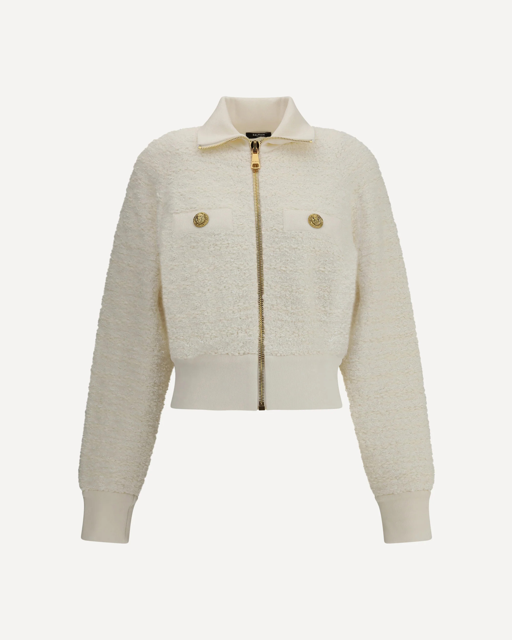 BALMAIN Tweed Bomber Jacket Female 36 | Base Blu