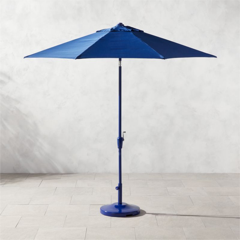 Shadow Round Cobalt Umbrella with Base | CB2 | CB2