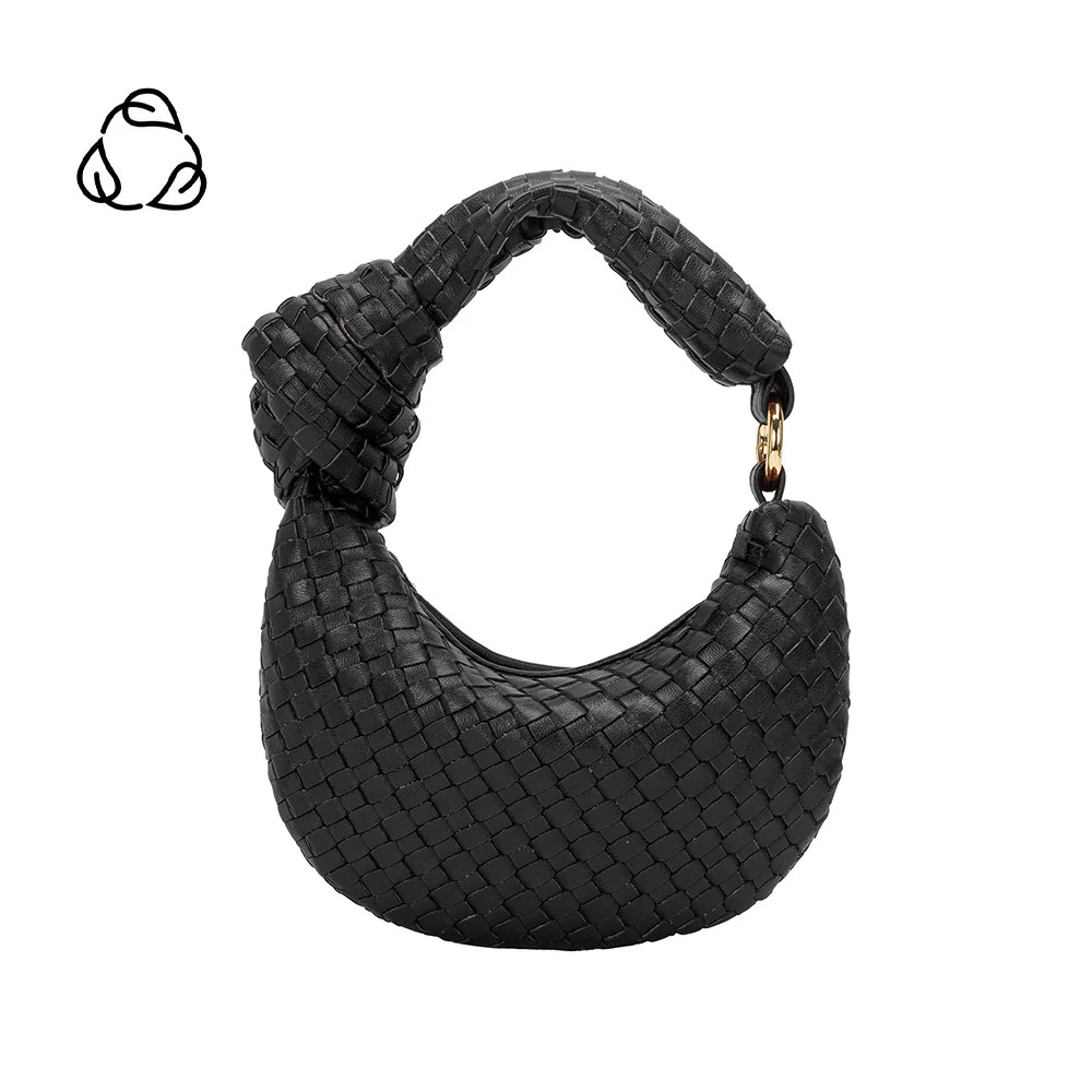 Black Brigitte Recycled Vegan Leather Woven Handbag Charm | Melie Bianco | Melie Bianco