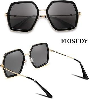 FEISEDY Women Large Hexagon Inspired Sunglasses Fashion Irregular Design Style Geometric B2503 | Amazon (US)