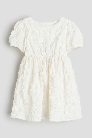 Patterned Flounce-trimmed Dress - Cream/Cherries - Kids | H&M US | H&M (US + CA)