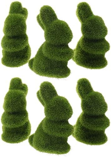NUOBESTY 6 Pcs Easter Moss Bunny Easter Furry Flocked Bunny Standing Rabbit Figurine Sculpture Moss  | Amazon (US)