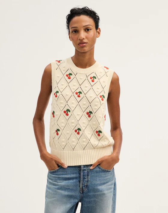Bauble Pointelle-Stitch Sweater Vest in 100% Cotton | Madewell