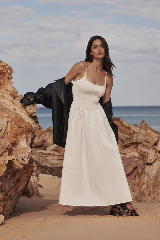 MILANO WHITE COTTON MIDI DRESS | DISSH