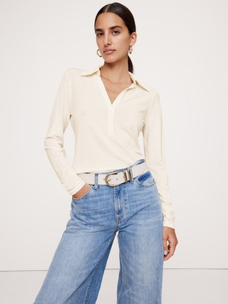Luxe Wool-Blend Polo Top | Banana Republic (US)