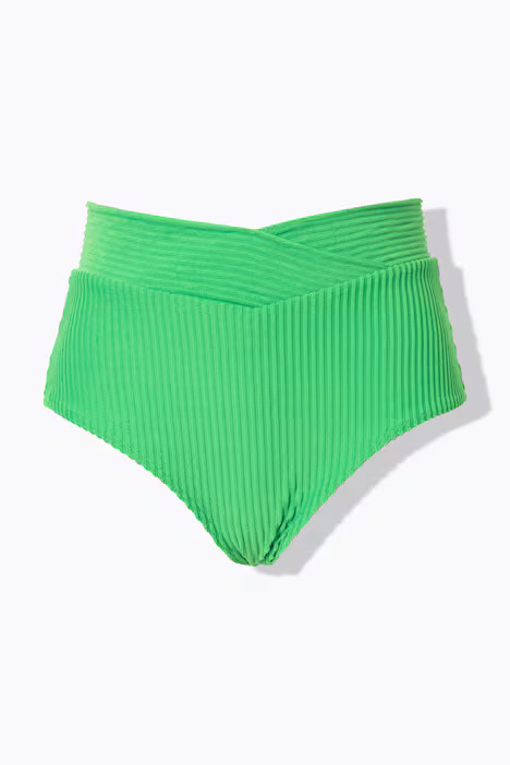 Bikini-Slip, High Waist, Frottee-Streifen, Bund in Wickeloptik | Happy Size - DE
