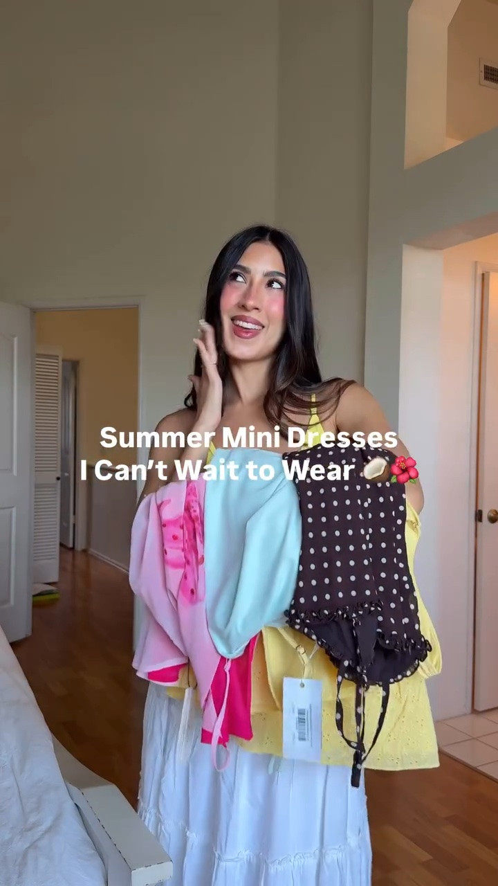 Mini dresses I can’t wait wear this Summer 🥥🌴🐚✨

.

.

Summer mini dresses haul, mini eurosummer dresses, dresses for summer holiday, colorful summer mini dresses