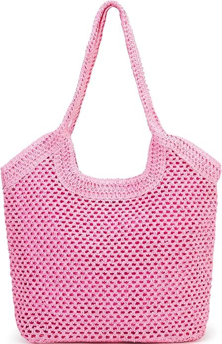 Large Straw Mesh Beach Bag The Tote Shoulder Bag for Women Beach Vacation Essentials Clutch Purse... | Amazon (US)