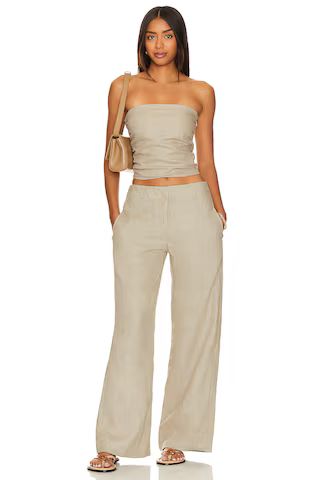 Praiyah Top in Natural | Strapless Top | Linen Top | Linen Set | Linen Pants Outfit | Linen Trousers | Revolve Clothing (Global)