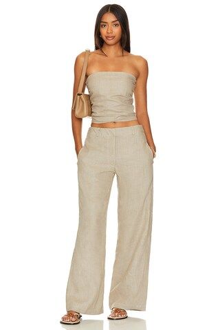 Praiyah Top in Natural | Strapless Top | Linen Top | Linen Set | Linen Pants Outfit | Linen Trousers | Revolve Clothing (Global)