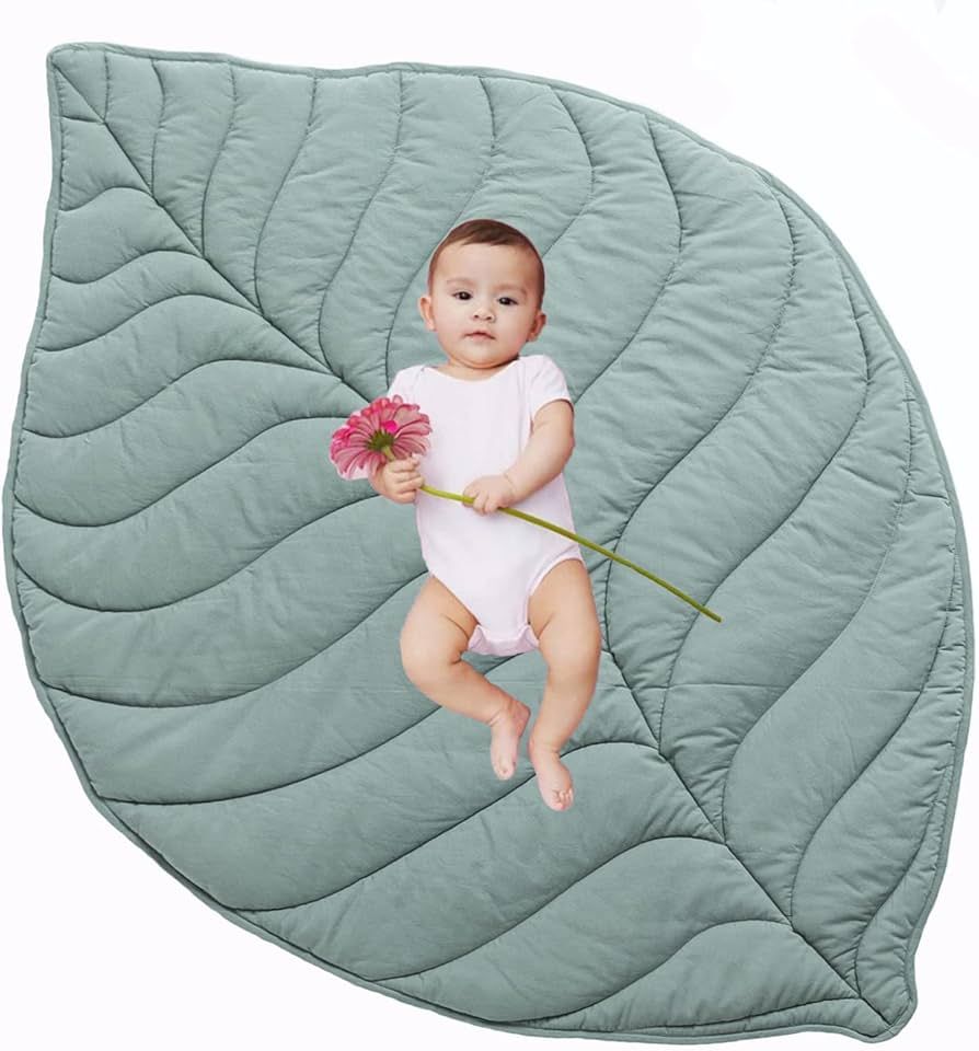 Baby Play Mat, 56"X 42"Inch Large & Thick Reversible Folding Floor Cotton Mat, Leaf Shapes Floor ... | Amazon (US)