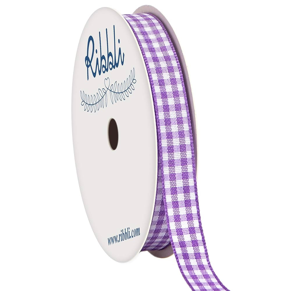Ribbli Purple and White Gingham Ribbon,100% Polyester Woven Edge,3/8 Inch x 10 Yard,Plaid Ribbon ... | Amazon (US)