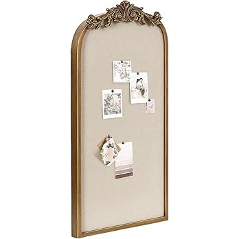Kate and Laurel Arendahl Arch Pinboard; Gold; 13 x 25; Framed Arched Ornate Vintage Cork Board fo... | Amazon (US)