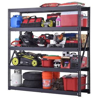 5-Tier Industrial Duty Steel Freestanding Garage Storage Shelving Unit in Black (90 in. W x 90 in... | The Home Depot