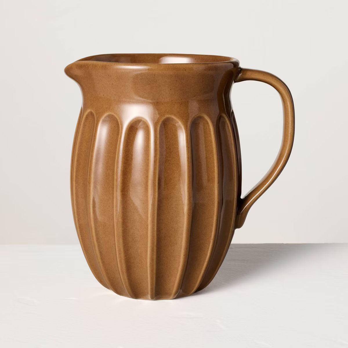 45oz Fluted Stoneware Beverage Pitcher Pumpkin Brown - Hearth & Hand™ with Magnolia | Target