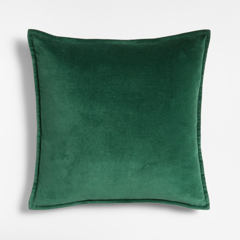 Green Organic Washed Cotton Velvet Decorative Christmas Throw Pillow Cover 20"x20" | Crate & Barr... | Crate & Barrel