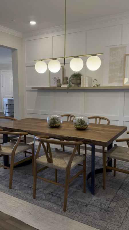Farmhouse Inspired Open Concept Dining Room with Modern Chandelier, table and chairs #DiningRoom

#LTKVideo #LTKhome