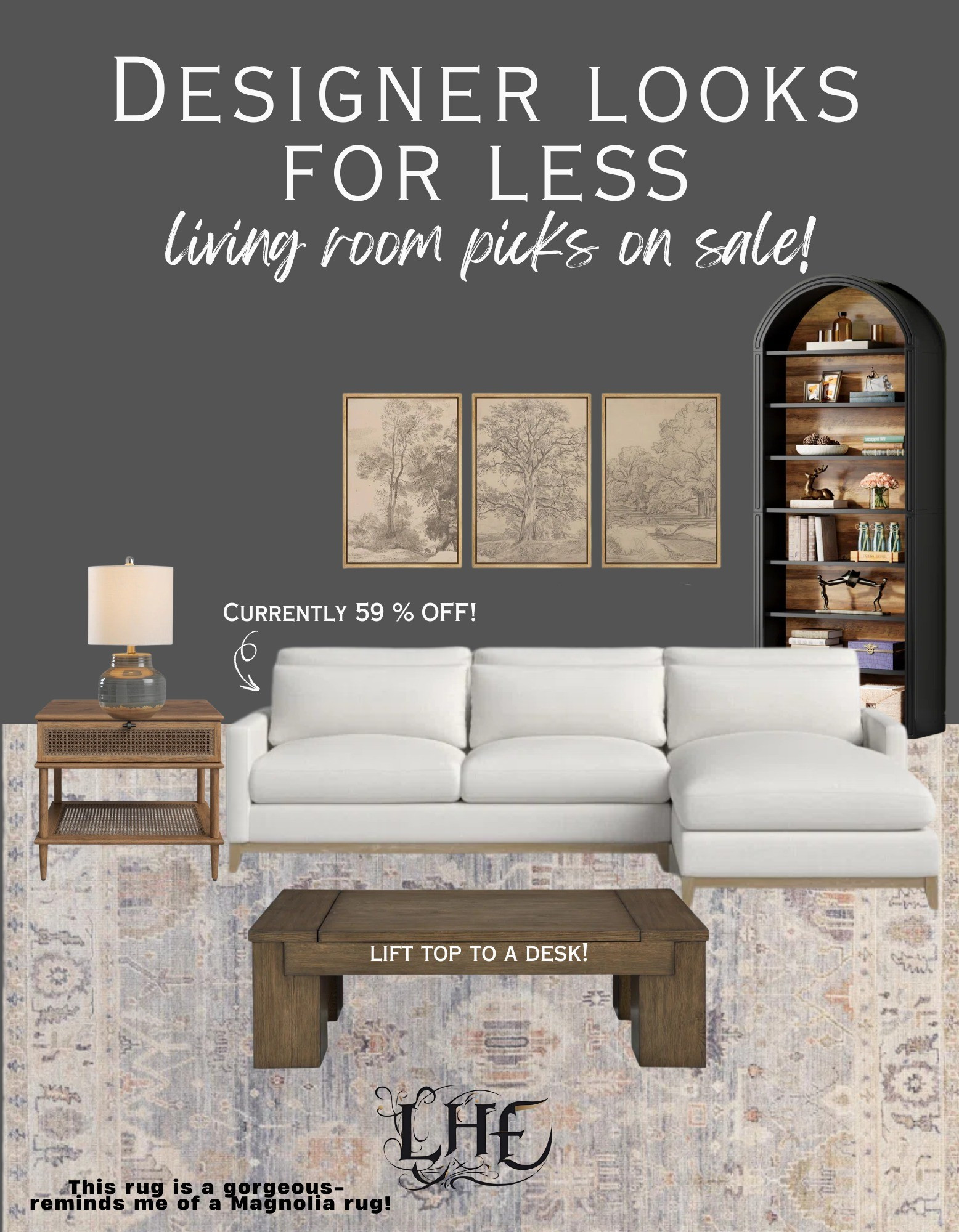 Living room refresh with designer looks for less and on sale...yes please! Shop by clicking the thumbnails below 👇... living room, living room rug, living room decor, living room furniture, affordable living room, affordable furniture, couch, couch living room, couch side table, couch table, sectional couch, designer inspired, designer looks for less, sofa living room, rug, rugs, rugs living room, vintage rug, vintage home decor, vintage wall art, artwork, art, wall art, arched bookshelf, arched bookcase, bookcase, bookshelf, table lamp, lamp, living room lamp, coffee table, lift top coffee table

#LTKHome #LTKStyleTip #LTKSaleAlert