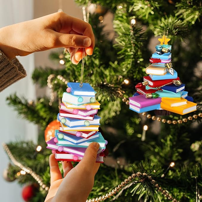 2 Pcs 3D Christmas Book Ornament for Tree 2025 Resin Book Lovers Gifts for Christmas Tree Hanging... | Amazon (US)