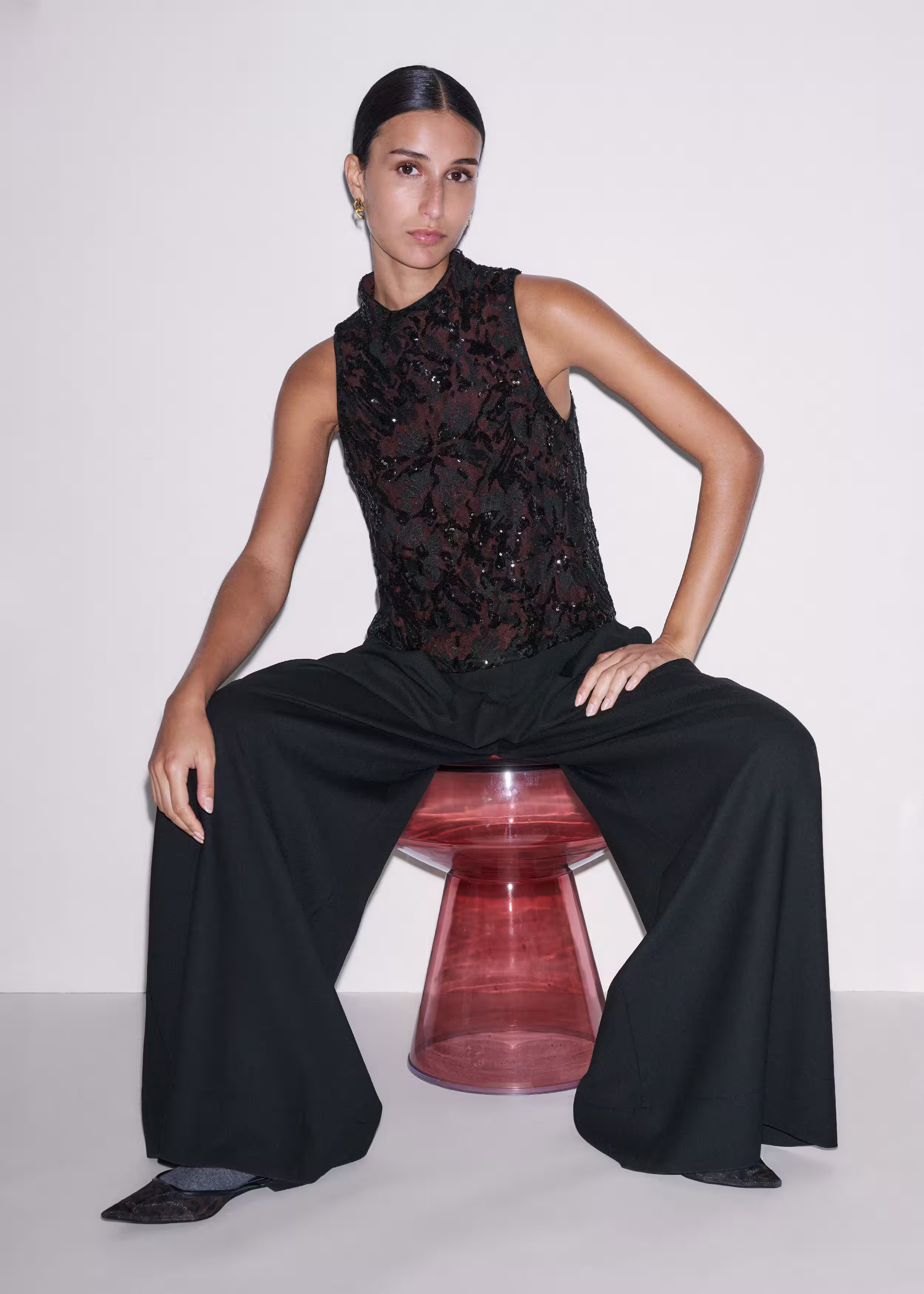 Sequin Shell Top Sequin + Sheer | ME+EM Global (Excluding US)