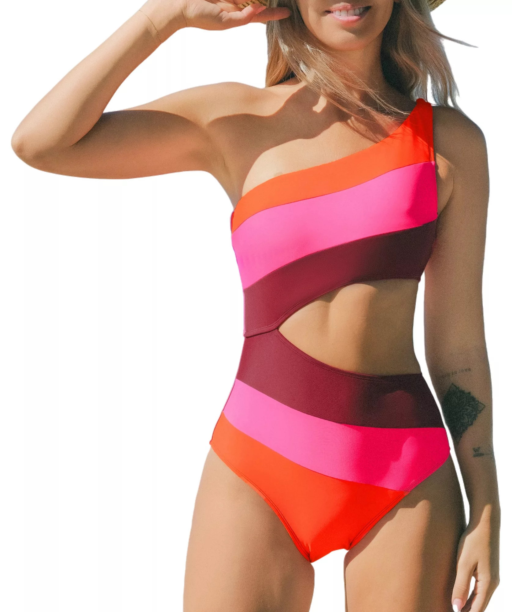 CUPSHE Women's One-Shoulder Cutout One Piece Swimsuit, XL, Orange | DICK'S Sporting Goods