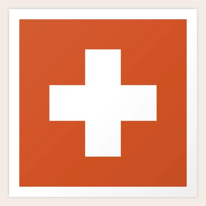 Swiss Cross Orange Art Print | Society6