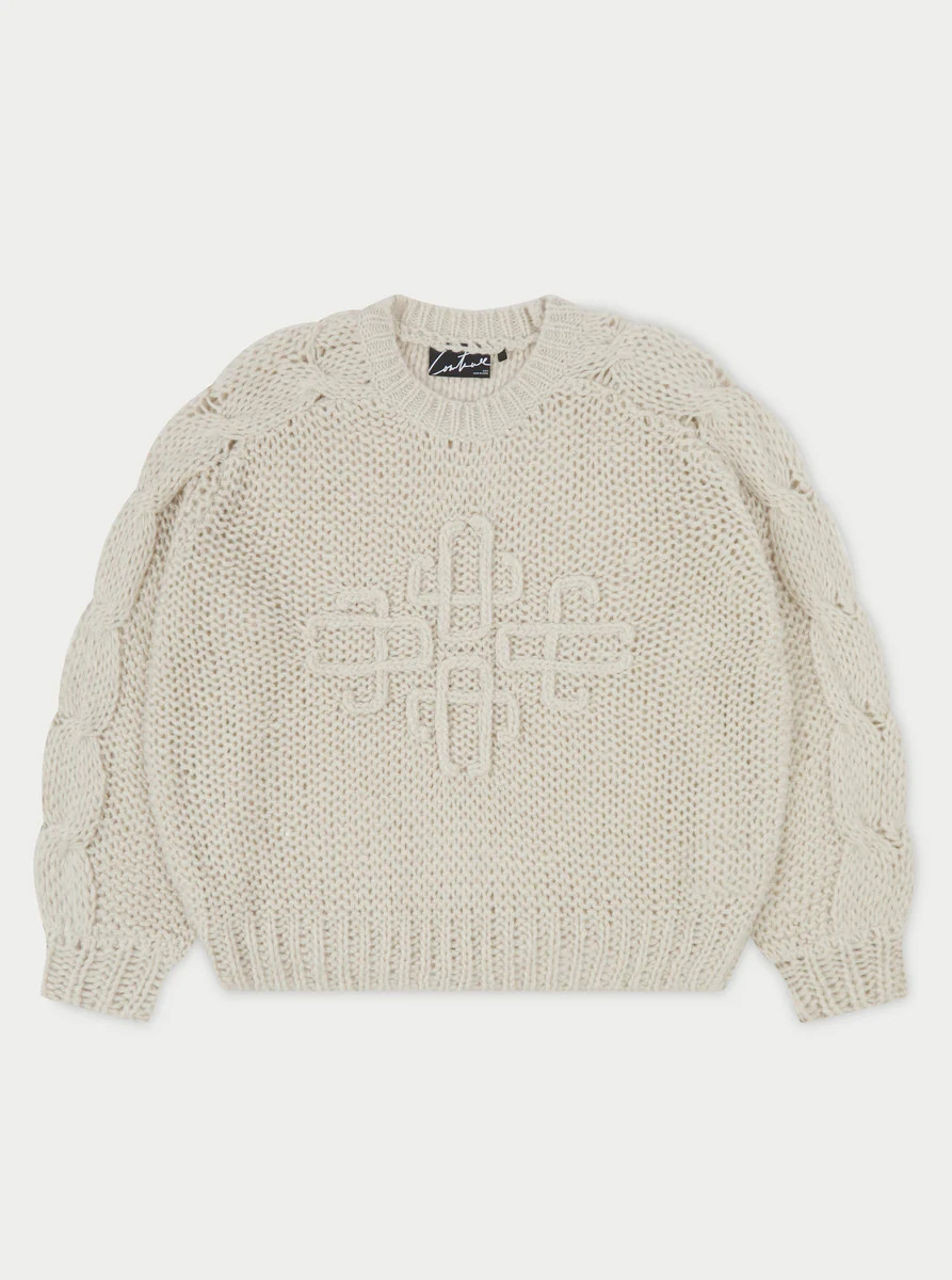 EMBLEM OVERSIZED KNIT JUMPER - STONE | The Couture Club