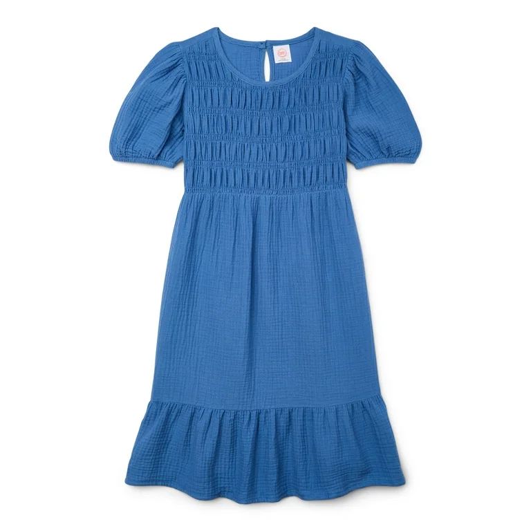 Wonder Nation Girls Double Smocked Dress, Sizes 4-18 & Plus | Walmart (US)