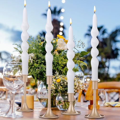 Zhengmy 4 Pcs White Spiral Taper Candles, 10 Long Twisted Wax Candlesticks for Fall, Thanksgiving, Christmas, Wedding, Birthday, Baby Shower, Anniversary, Holiday Party Home Table Decor | Amazon (US)