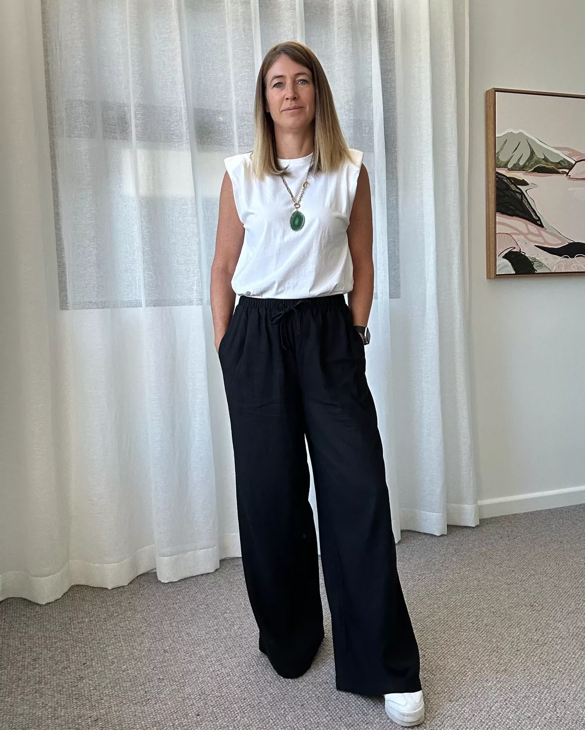 GINA BLACK LINEN ELASTIC WAIST PANT curated on LTK