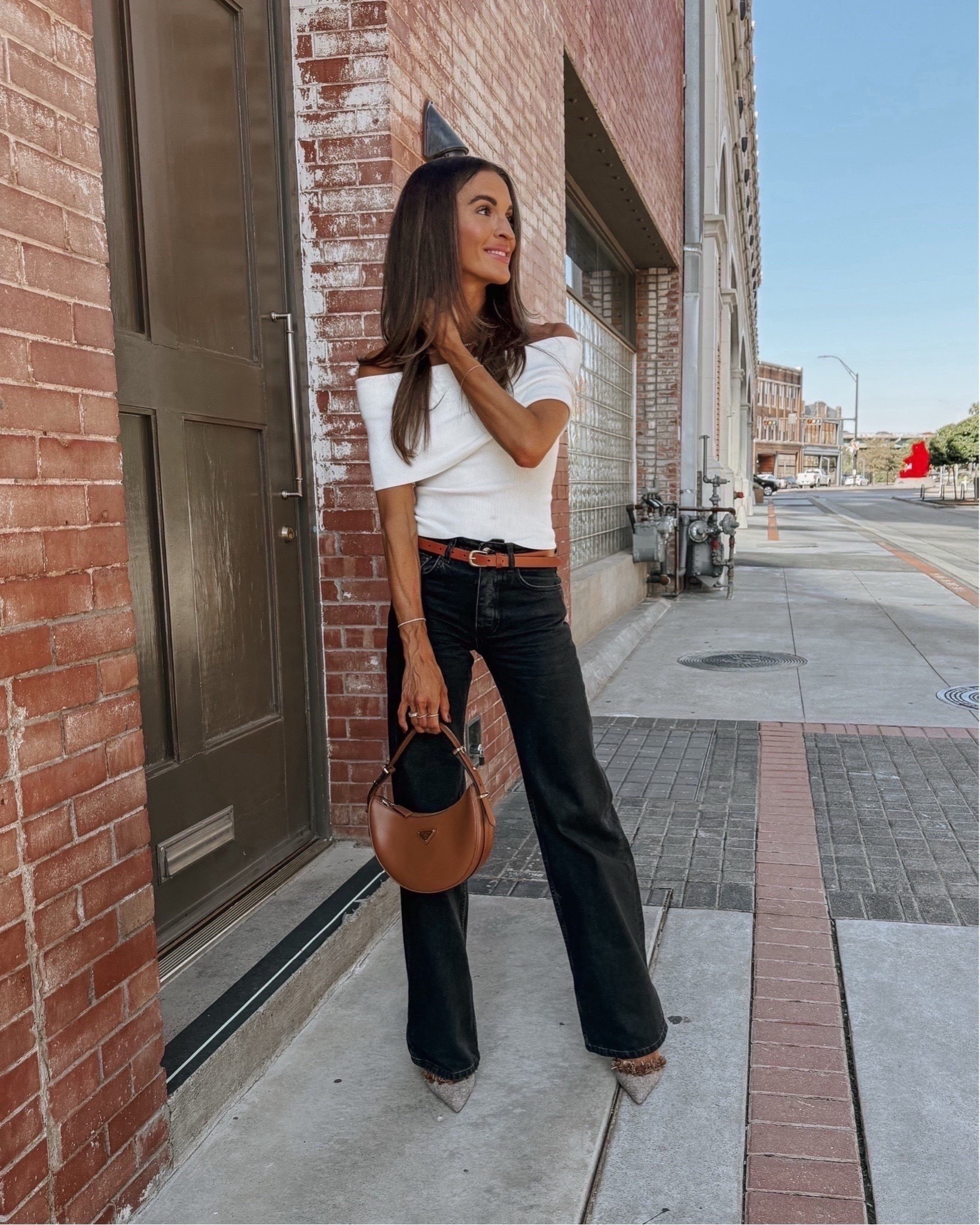 black designer jeans up to 25% off rn! 🥳 belt + similar white top also included! 🤍

#LTKSaleAlert