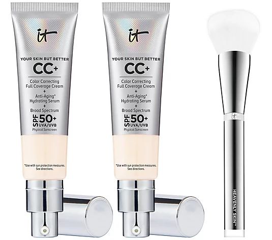 IT Cosmetics CC+ Cream SPF 50 Foundation Duo with Brush - QVC.com | QVC