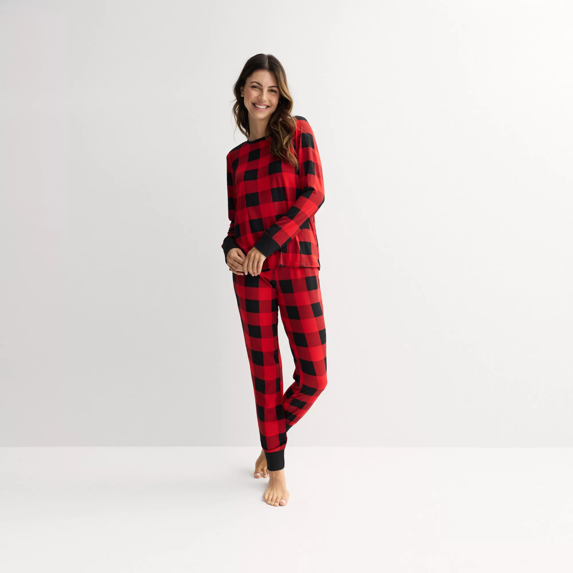 Women's Jammies For Your Families® Buffalo Check Pajama Top & Pajama Bottoms Set | Kohl's