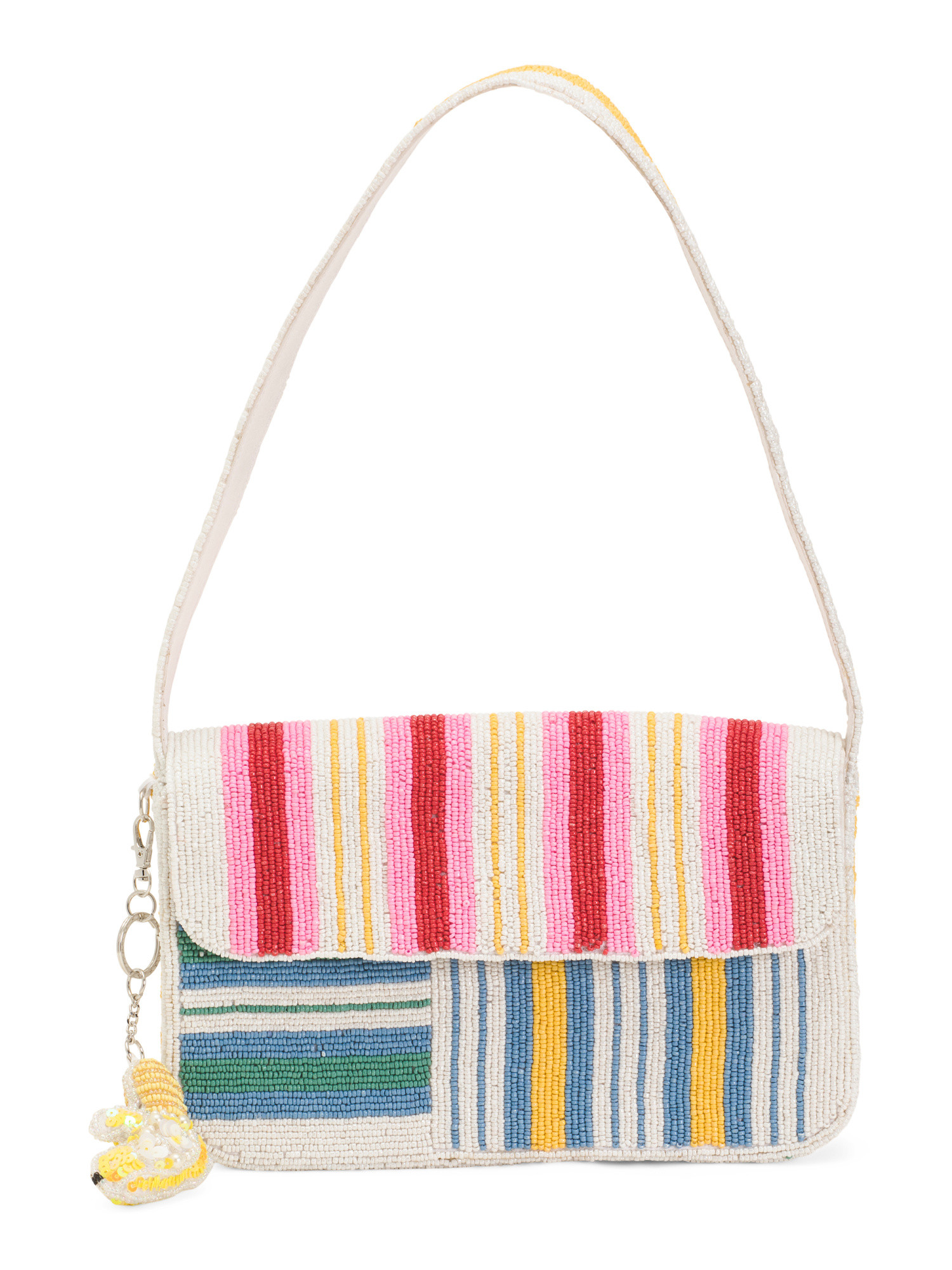 Striped Beaded Bag With Charm | TJ Maxx