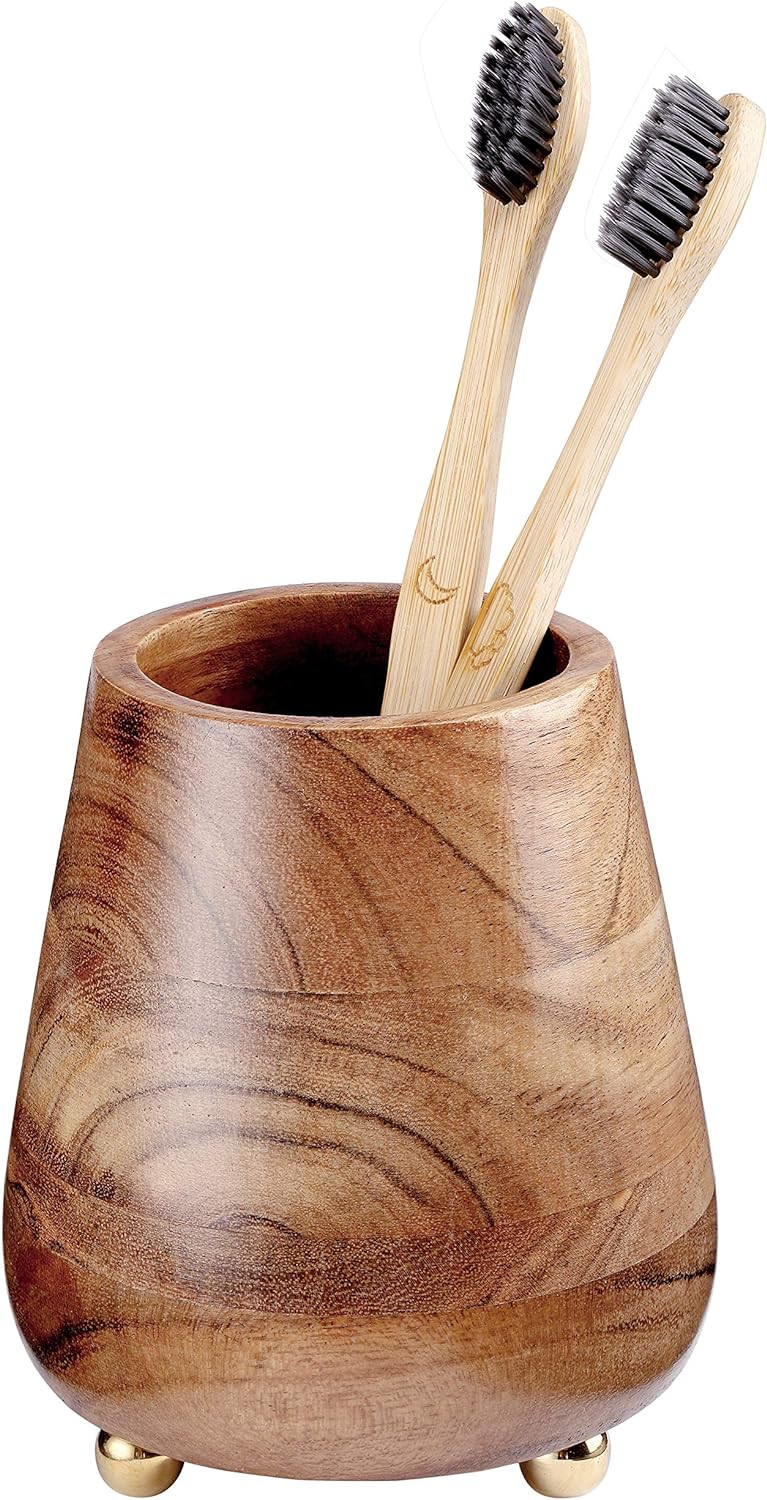 Folkulture Toothbrush Holder for Bathroom, Tooth Brushing Holder for Bathrooms, Modern Wooden Hol... | Amazon (US)