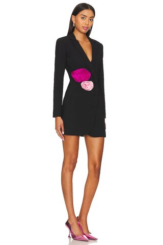 Amanda Uprichard X Revolve Parnell With Silk Flowers Blazer Mini Dress in Black, Dark Hot Pink & ... | Revolve Clothing (Global)