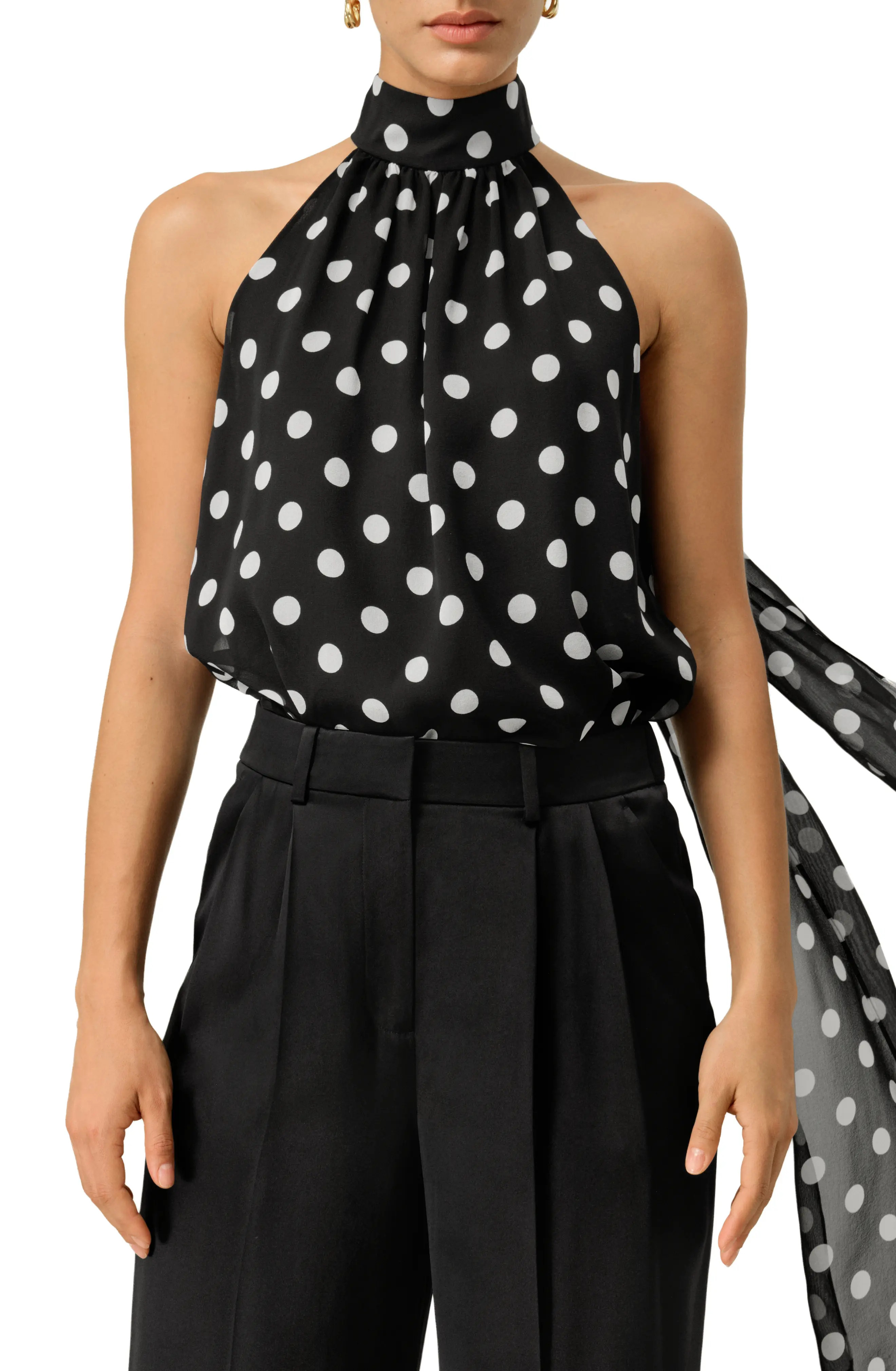 Lilysilk Women's Convertible Silk Georgette Polka Dot Top (Women) | Nordstrom | Nordstrom