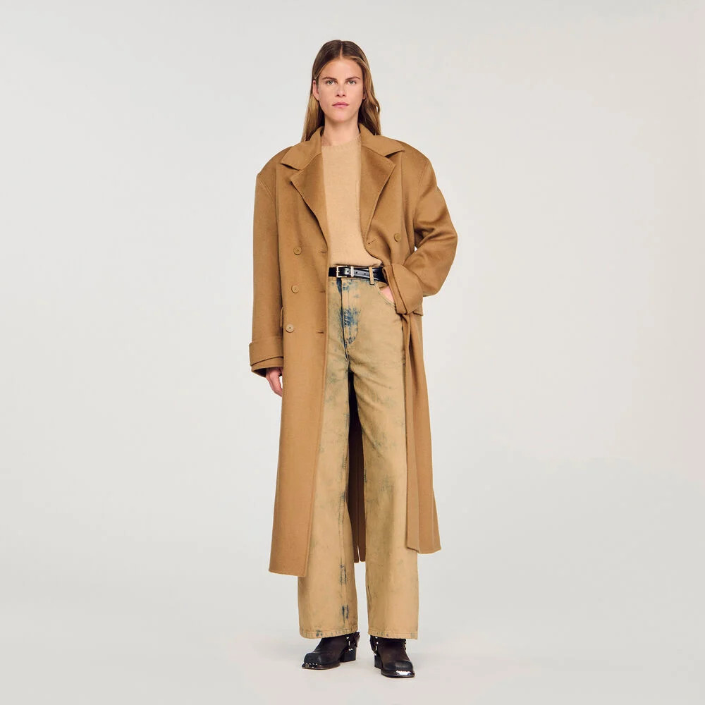 Oversized Wool Coat with removable scarf | Sandro US | Sandro-Paris US