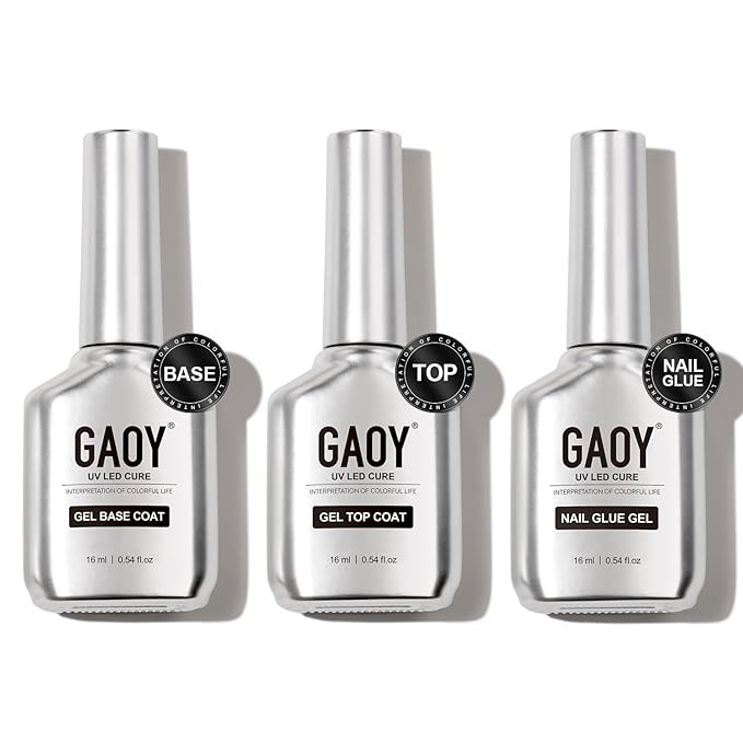 GAOY Gel Top Coat, Nail Glue Gel and Base Coat Set, 3 Pcs 16ml Clear Glossy No Wipe Combination f... | Amazon (US)