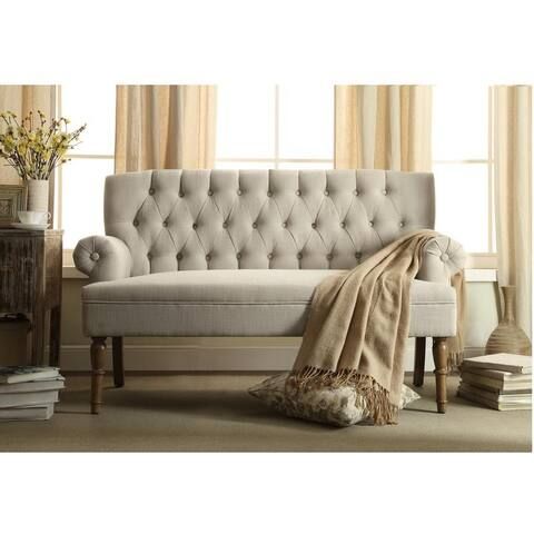 58-in Linen Button Tufted Loveseat Sofa | Bed Bath & Beyond