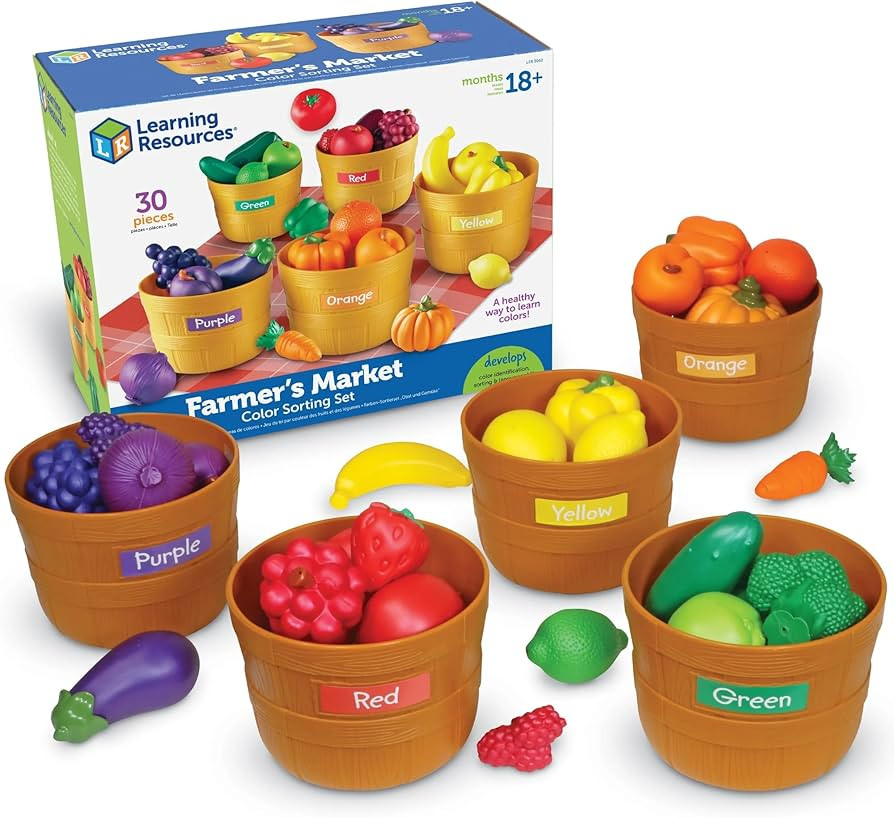 Learning Resources Farmer's Market Color Sorting Set - Pretend Play Food Sets for Kids Kitchen, C... | Amazon (US)