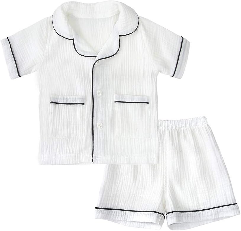 Toddler Button Up Pajamas Summer Pjs for Girls Boys 18 Months - 7 Years | Amazon (US)