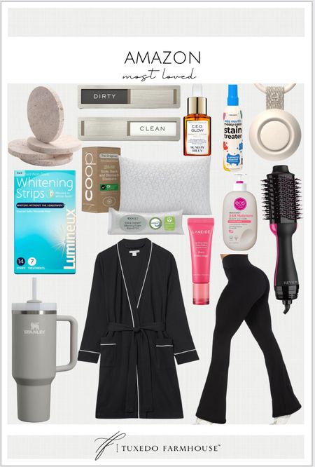 Amazon most loved + best seller beauty, home, and lifestyle products! 

Robe, revlon hair tool, Stanley cup, organic neutral coasters, lip gloss, beauty products, skincare, Sunday Riley, coop pillow, bedroom, bathroom, stain remover spray, dishwasher sign, whitening strips, soft robe, leggings 

#LTKfindsunder100 #LTKhome #LTKstyletip