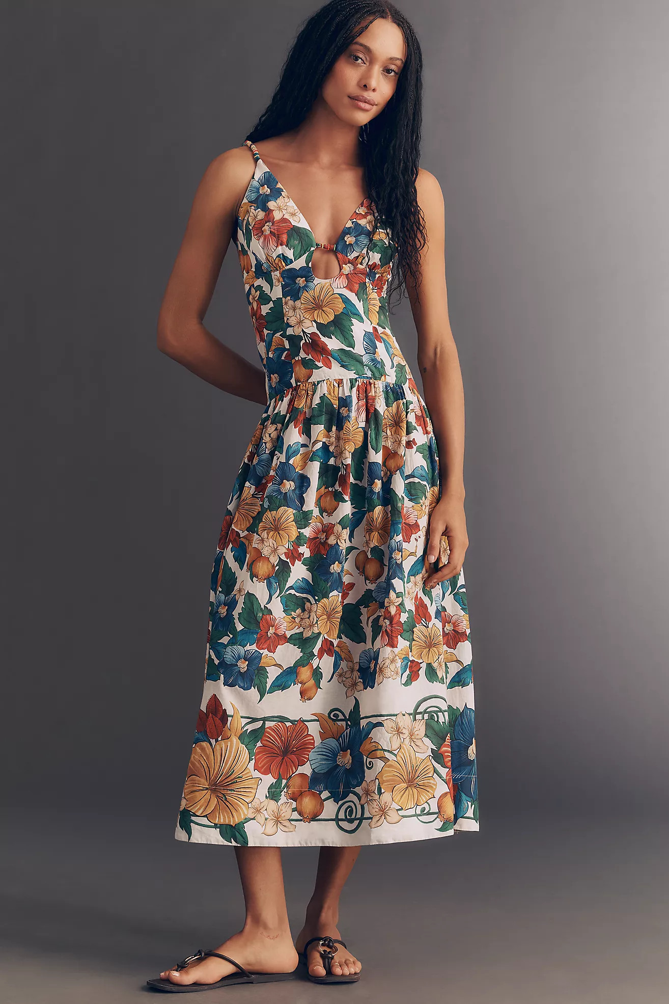 Farm Rio Tropical Cotton Midi Dress | Anthropologie (US)