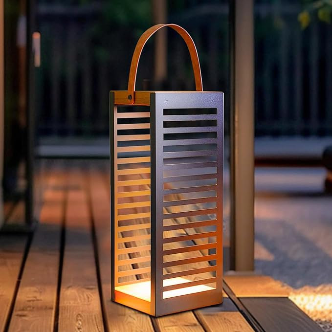 Solar Yard Outdoor Floor Lamp Solar Powered Light, Patio Waterproof Metal Solar Lantern with Hand... | Amazon (US)