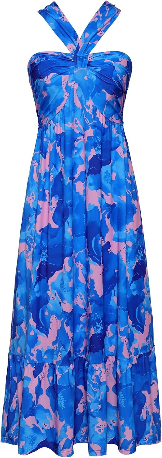 GRACE KARIN Womens Summer Floral Halter Boho Maxi Dresses | Amazon (US)