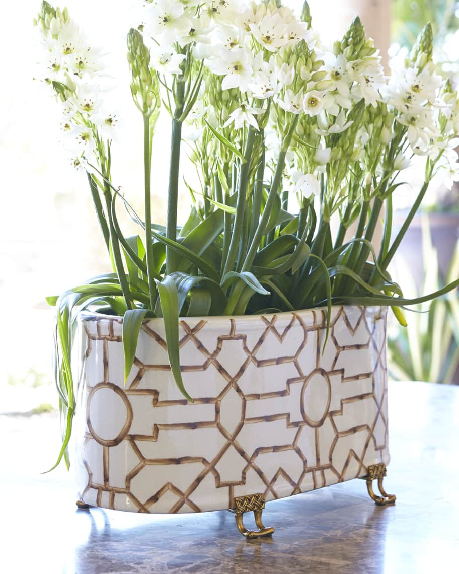 Scalamandre Maison by Port 68 Baldwin White Oval Planter | Neiman Marcus